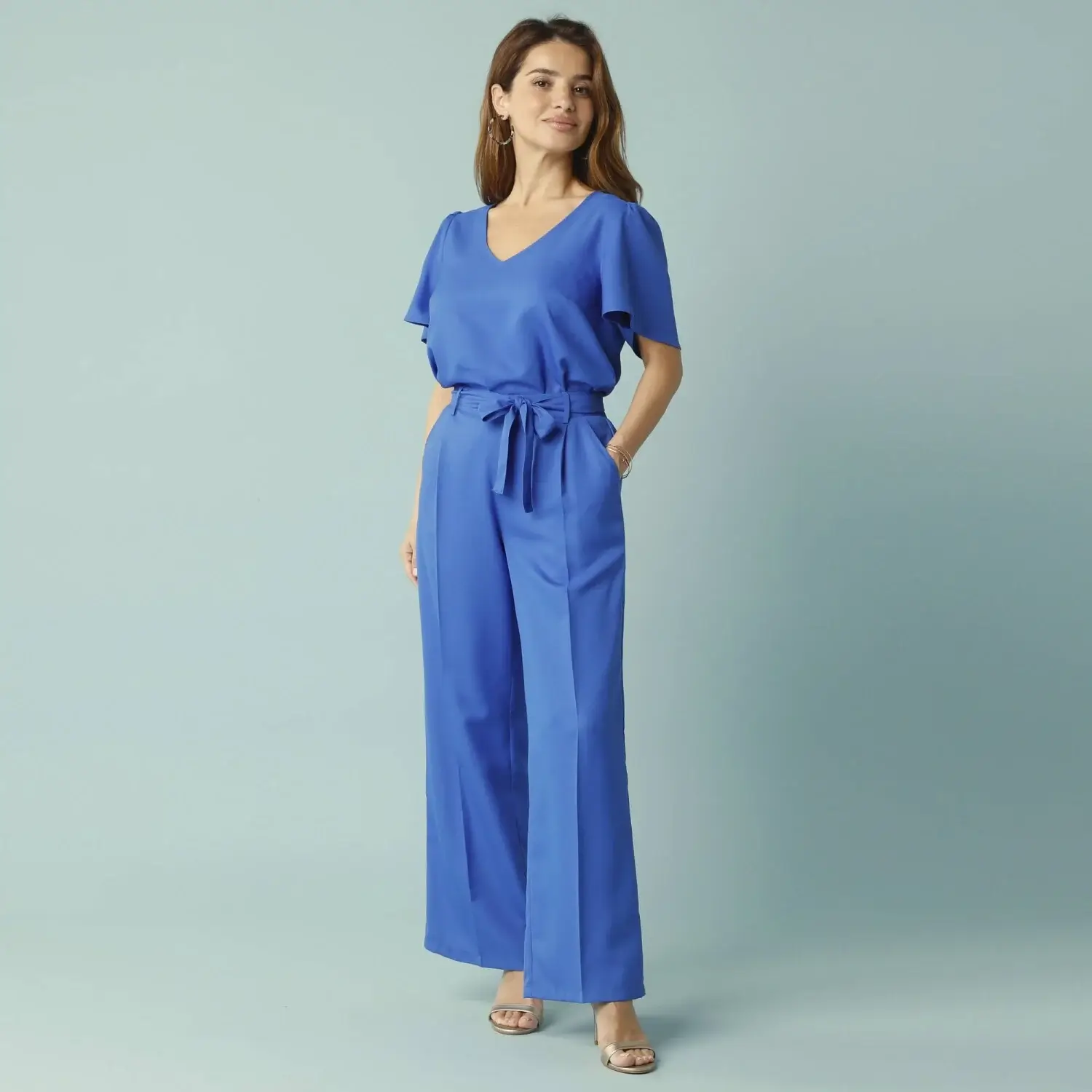 Široké nohavice pre malé postavy - modré