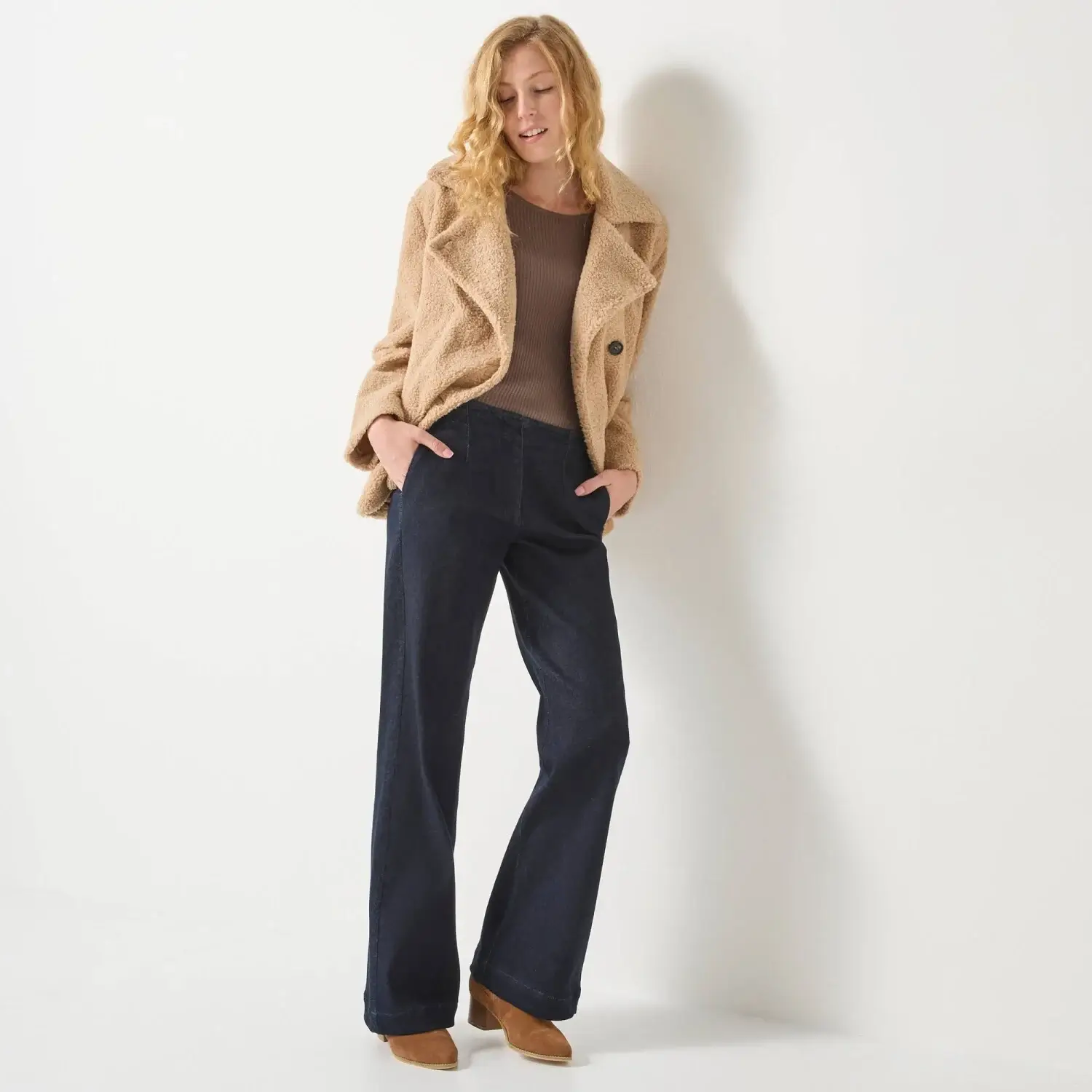 Široké nohavice s teplým kabátikom